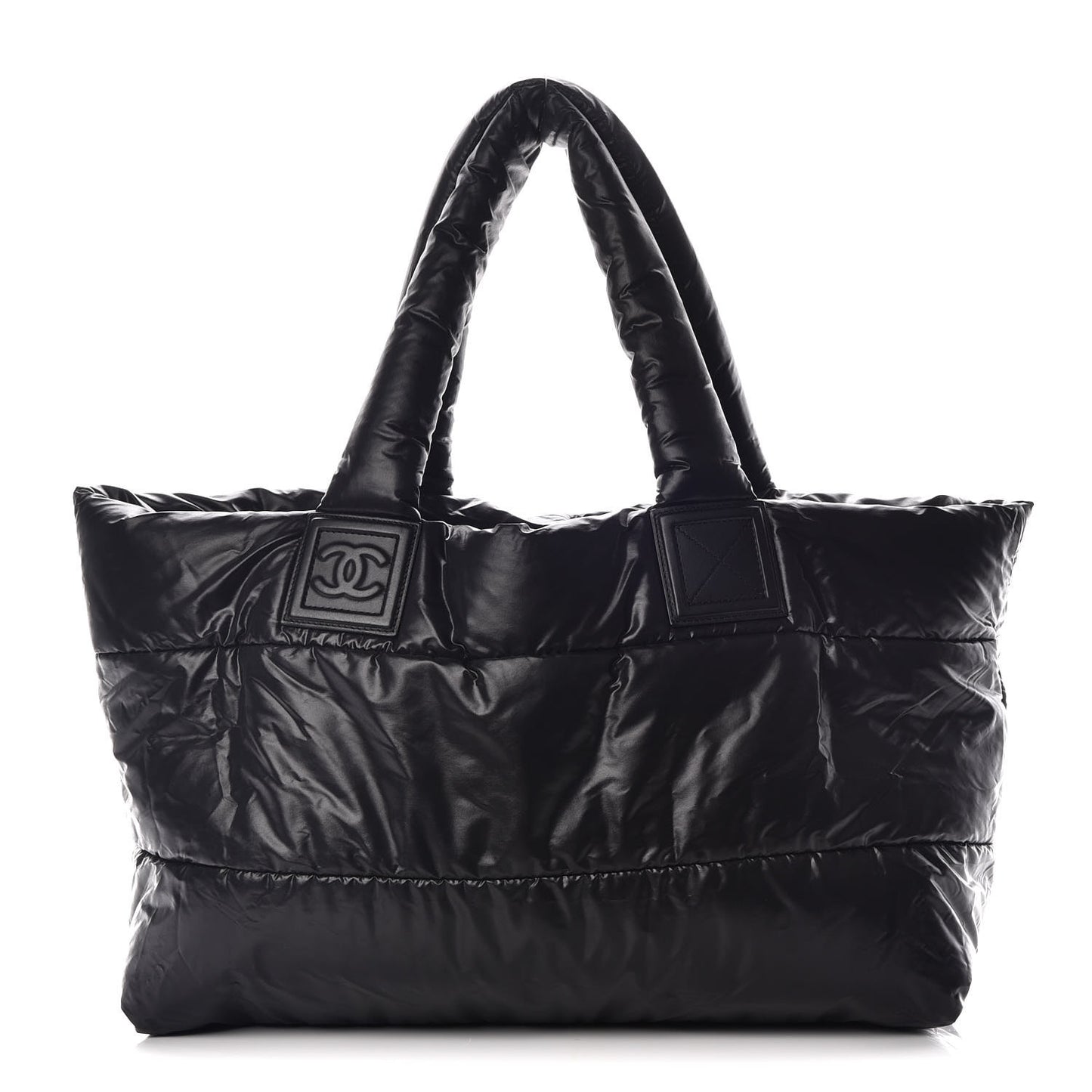 Nylon Quilted Medium Coco Cocoon Reversible Tote Black