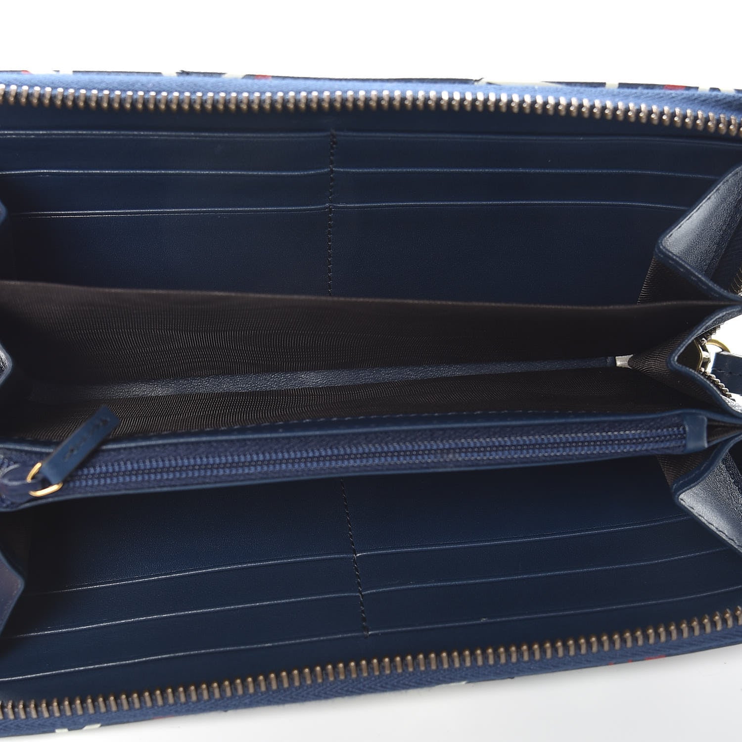 Gucci Calfskin Matelasse GucciGhost GG Marmont Zip Around Wallet Blue Agata Hibiscus Red 5 of 7