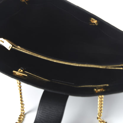 Saint Laurent Lambskin Matelasse Chevron Monogram Shopping Bag Black 5 of 9