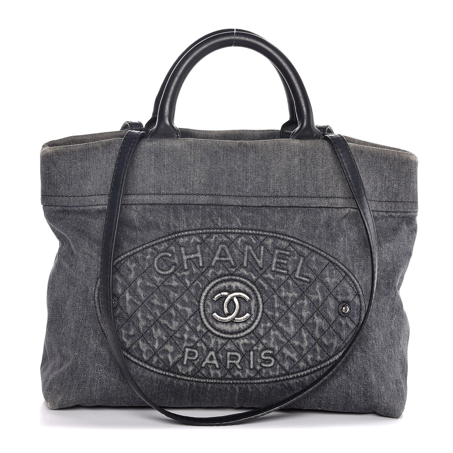 Chanel Denim Quilted CC Tote Blue 1 of 13