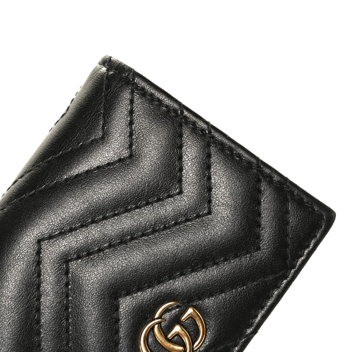Calfskin Matelasse GG Marmont Card Case Wallet Black
