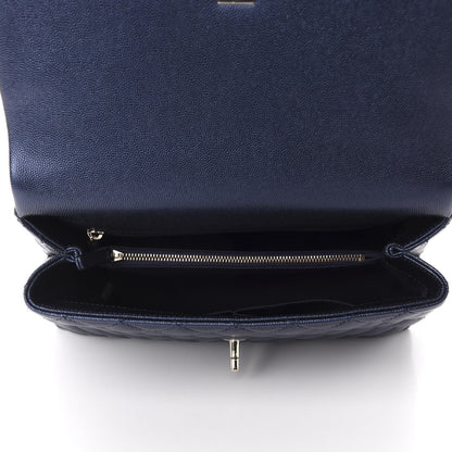 Chanel Iridescent Caviar Quilted Small Coco Handle Flap Dark Blue 5 of 11