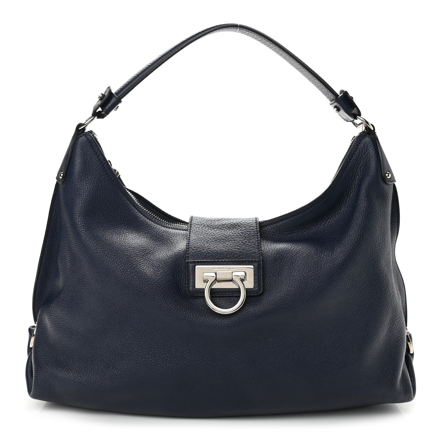 Salvatore Ferragamo Calfskin Fanisa Gancini Hobo Oxford Blue 1 of 10