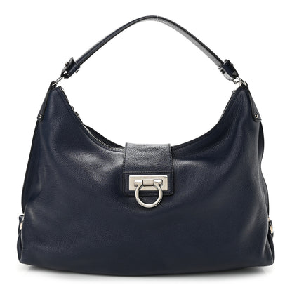 Salvatore Ferragamo Calfskin Fanisa Gancini Hobo Oxford Blue 1 of 10