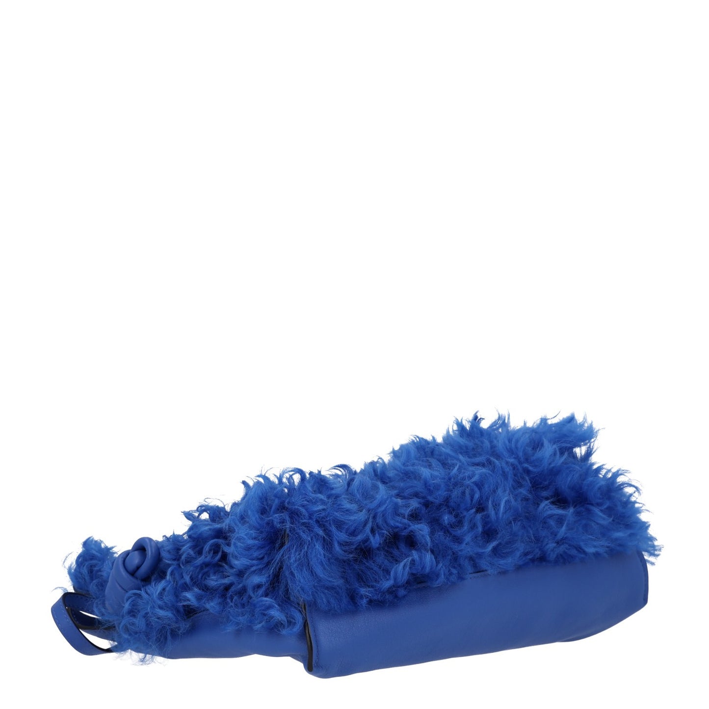 Nappa Shearling Flamenco Knot Clutch Blue