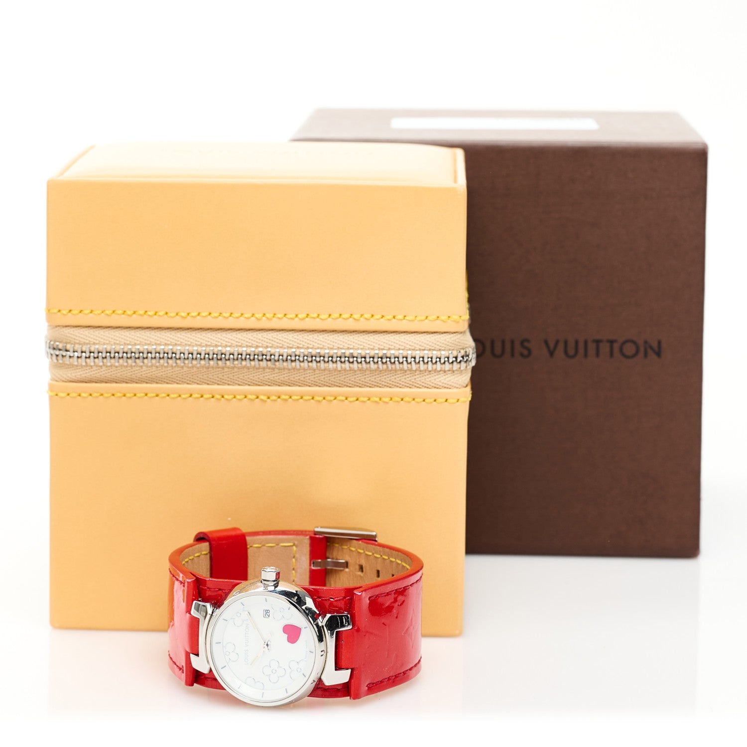 Louis Vuitton Stainless Steel Vernis 28mm Tambour Lovely Heart Quartz Watch 5 of 5