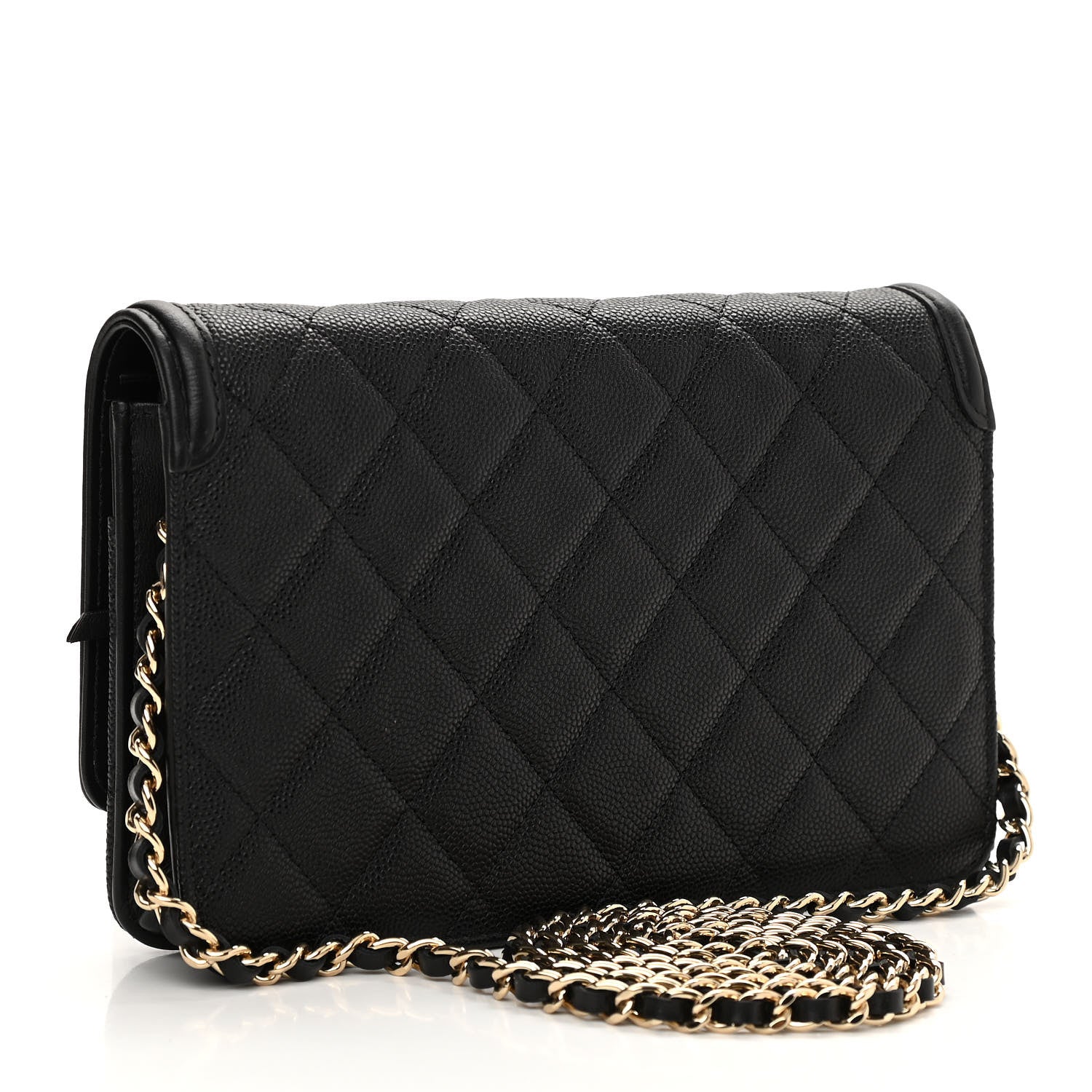 Chanel Caviar Quilted CC Filigree Wallet On Chain WOC Black 3 of 12