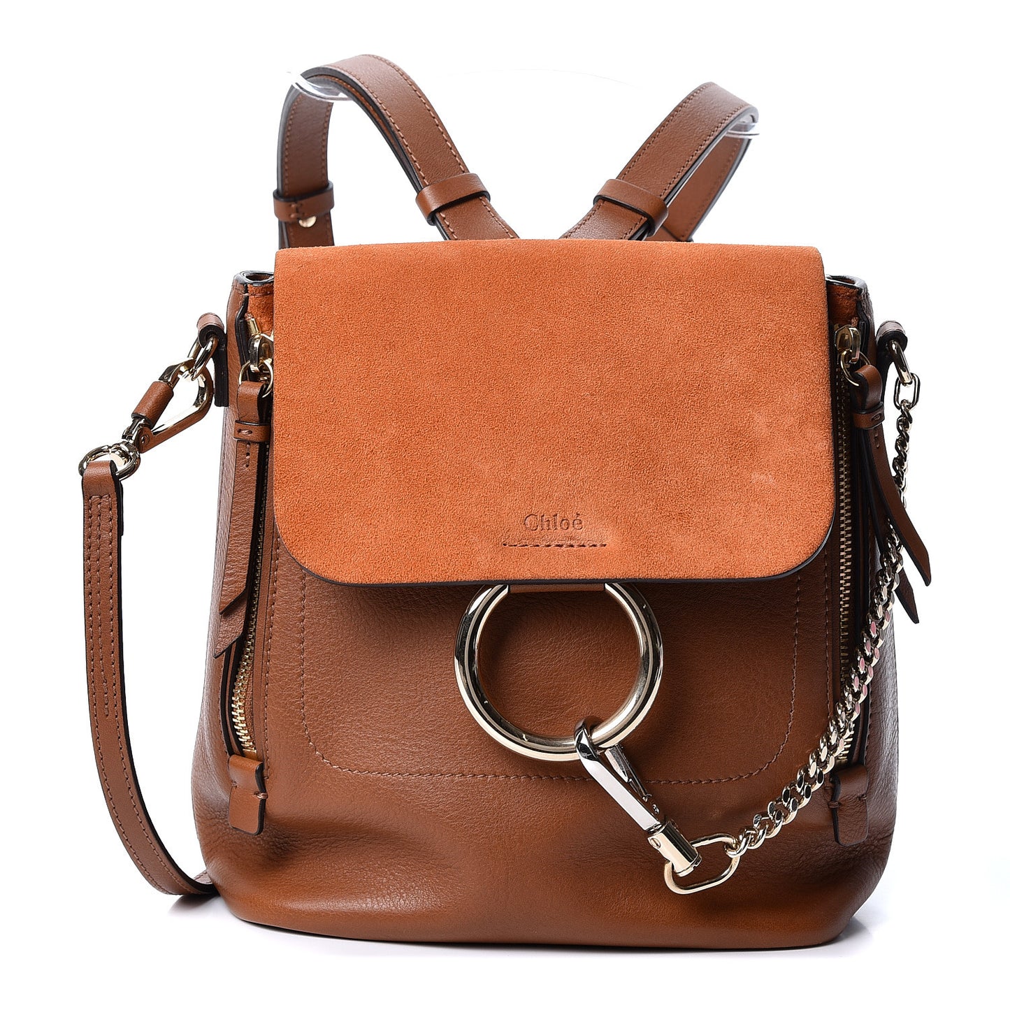 Suede Calfskin Medium Faye Backpack Tan