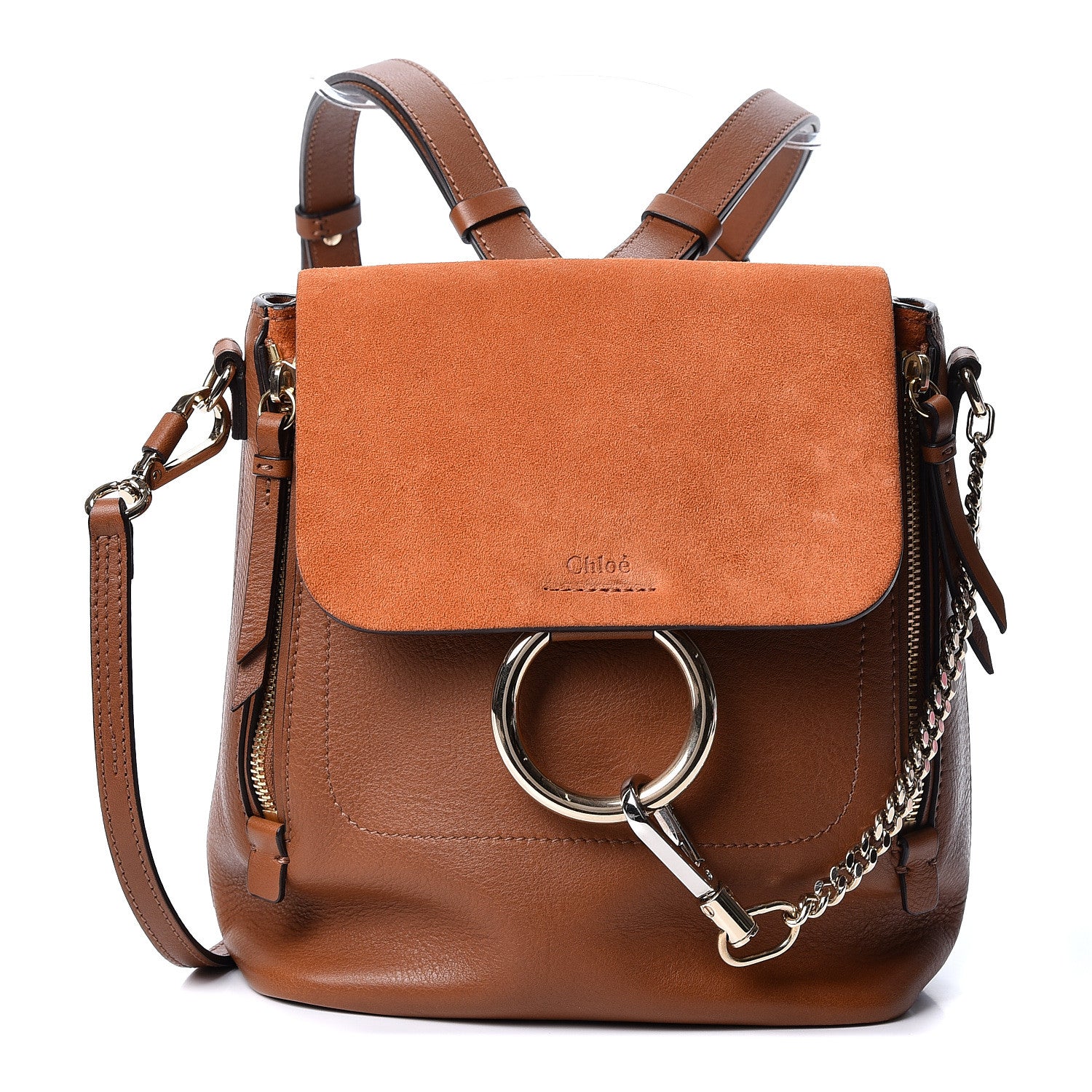 Chloe Suede Calfskin Medium Faye Backpack Tan 1 of 8