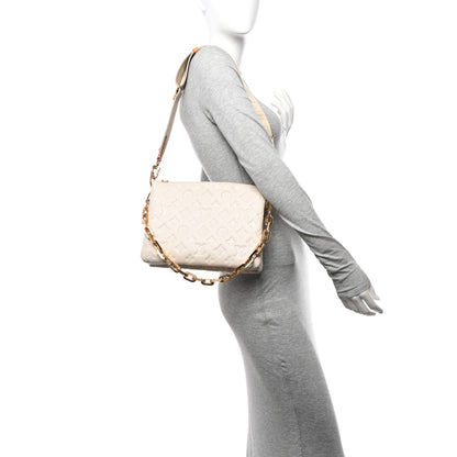 Louis Vuitton Lambskin Embossed Monogram Coussin PM Beige Cream 2 of 11