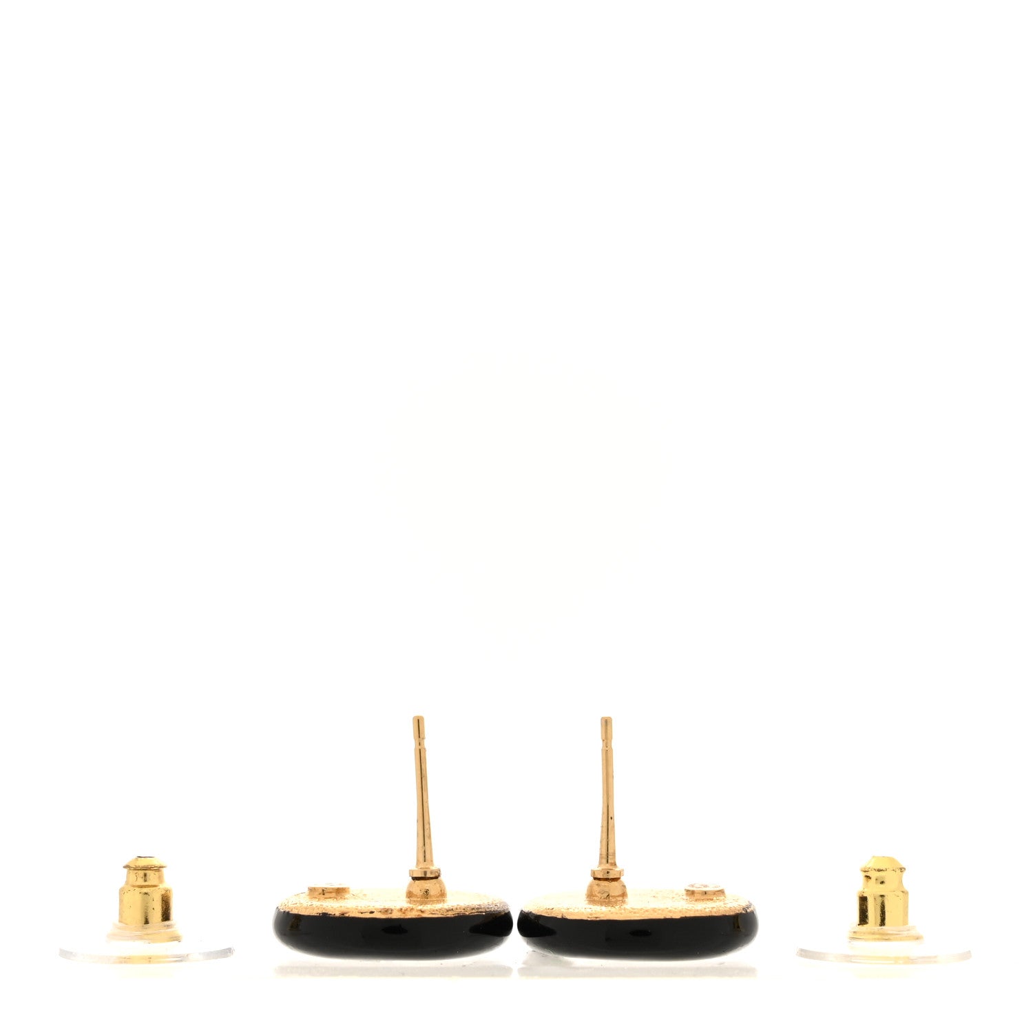 Chanel Enamel CC Stud Earrings Gold Black White 3 of 5