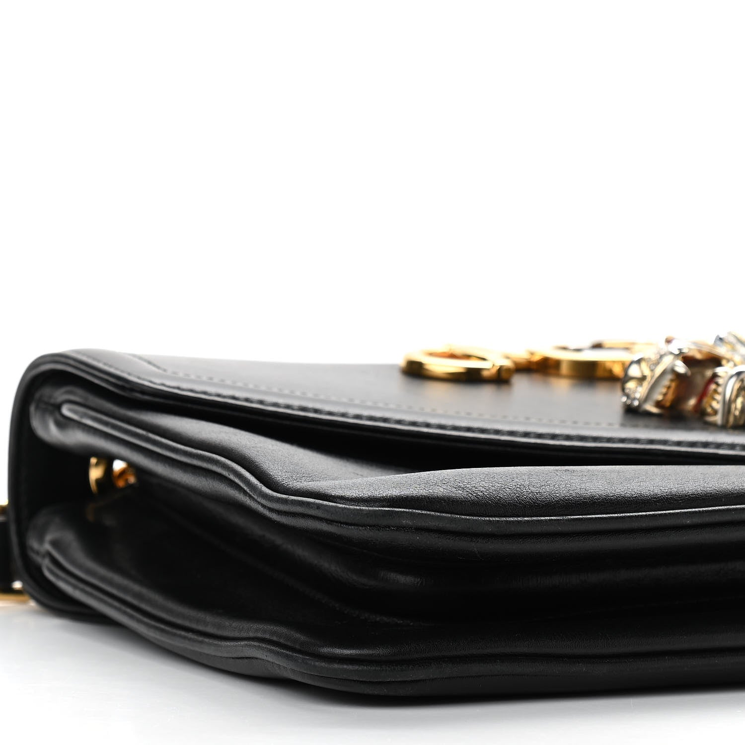 Gucci Vitello Palmellato Lux Crystal Medium Rajah Shoulder Bag Black 9 of 10