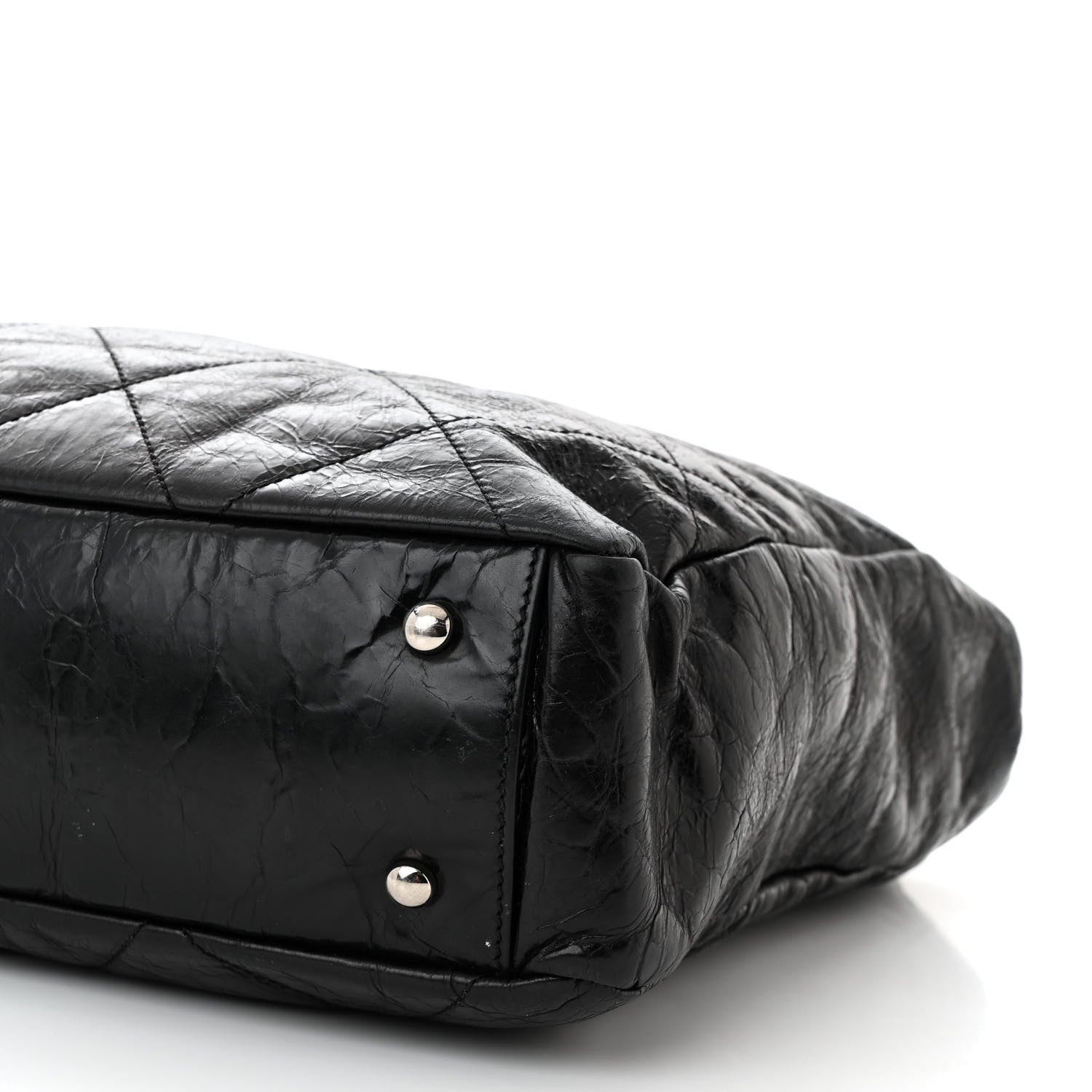 Chanel Glazed Calfskin Quilted Portobello Tote Black Beige 10 of 14