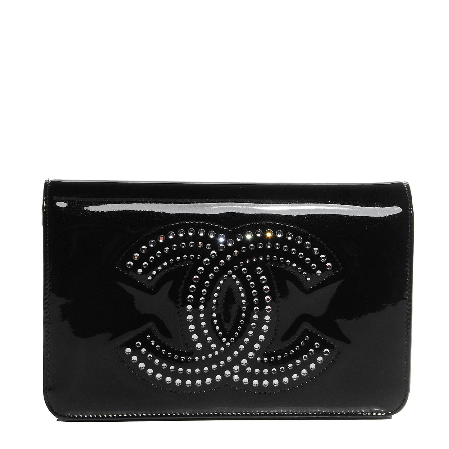 Patent Strass Wallet On Chain WOC Black