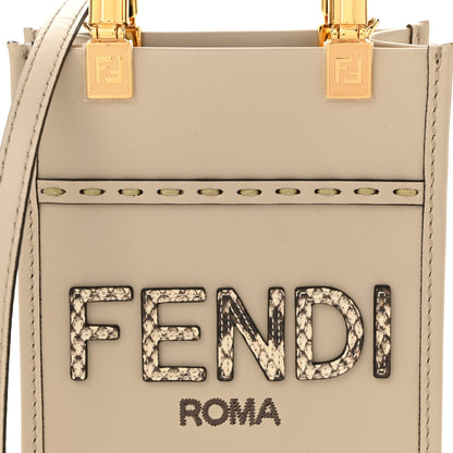 Fendi Vitello King Plexiglass Elaphe Snakeskin Print Logo Mini Fendi Sunshine Shopper Tote Nuvola Daisy Roccia 8 of 11