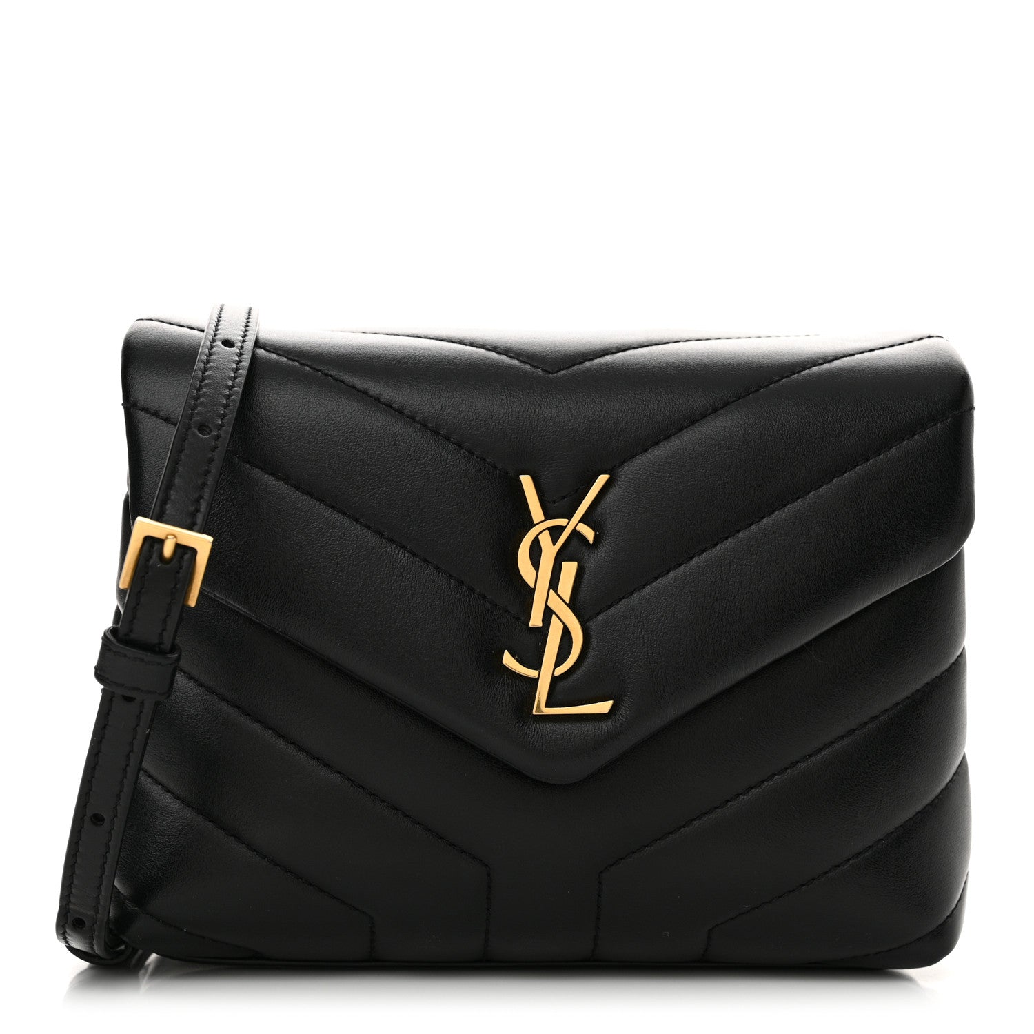 Saint Laurent Calfskin Y Quilted Monogram Toy Loulou Crossbody Bag Black 1 of 10