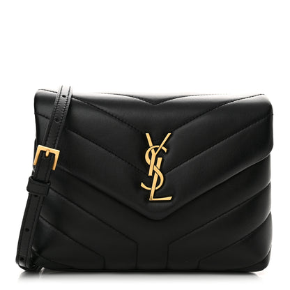 Saint Laurent Calfskin Y Quilted Monogram Toy Loulou Crossbody Bag Black 1 of 10
