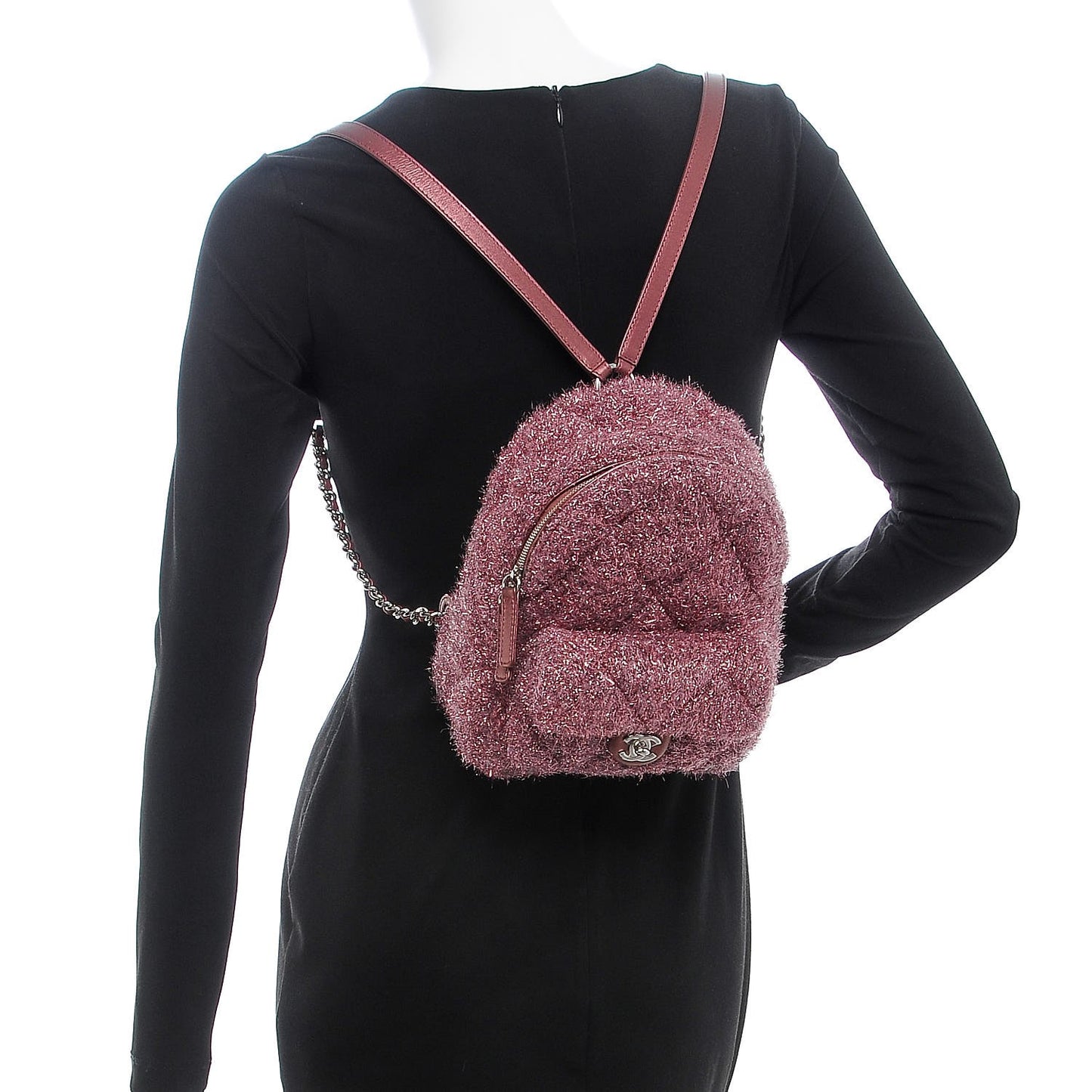 Lurex Knit Mini Pluto Glitter Backpack Pink