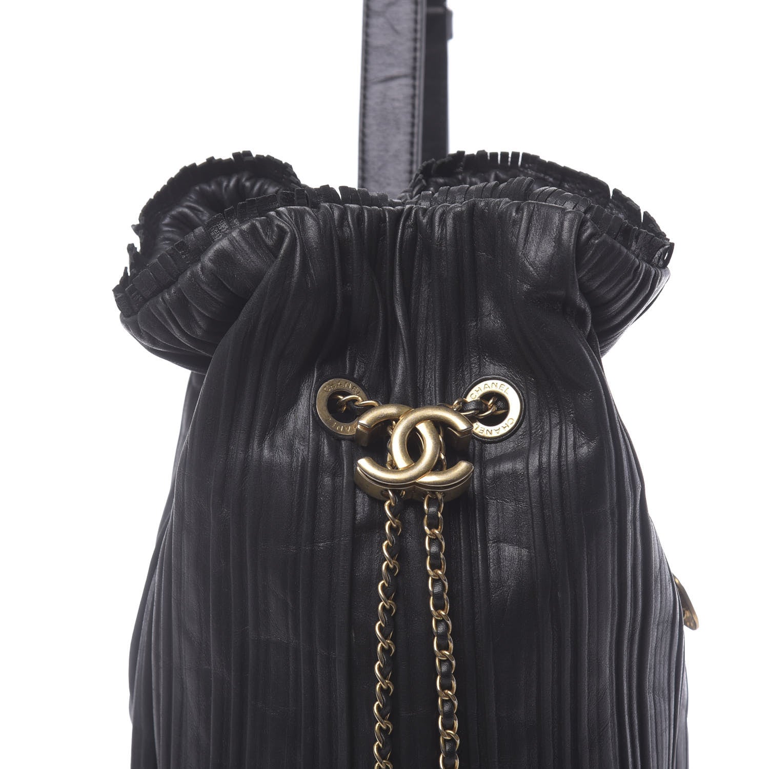 Chanel Iridescent Crumpled Calfskin Small Coco Pleats Backpack Black 7 of 10