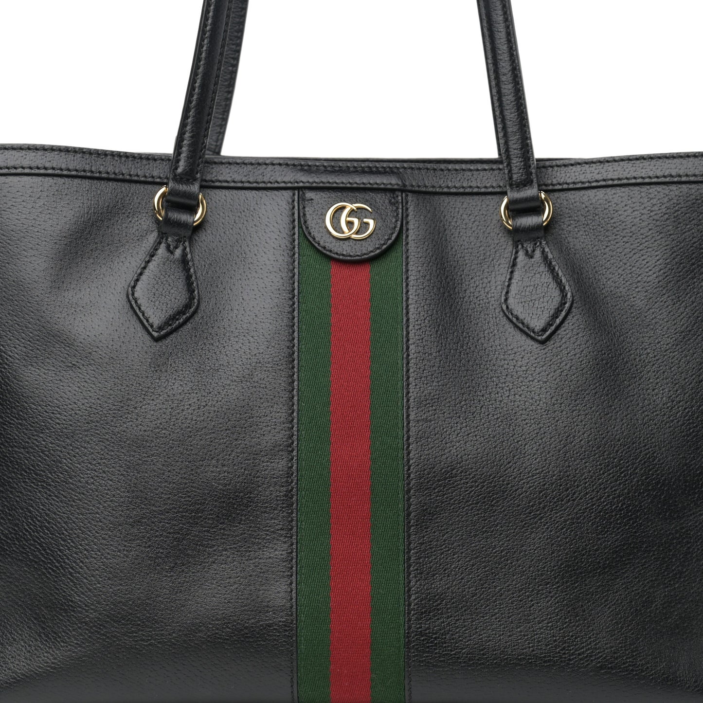 Textured Calfskin Web Medium Ophidia Shopping Tote Black