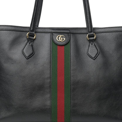 Gucci Textured Calfskin Web Medium Ophidia Shopping Tote Black 8 of 13
