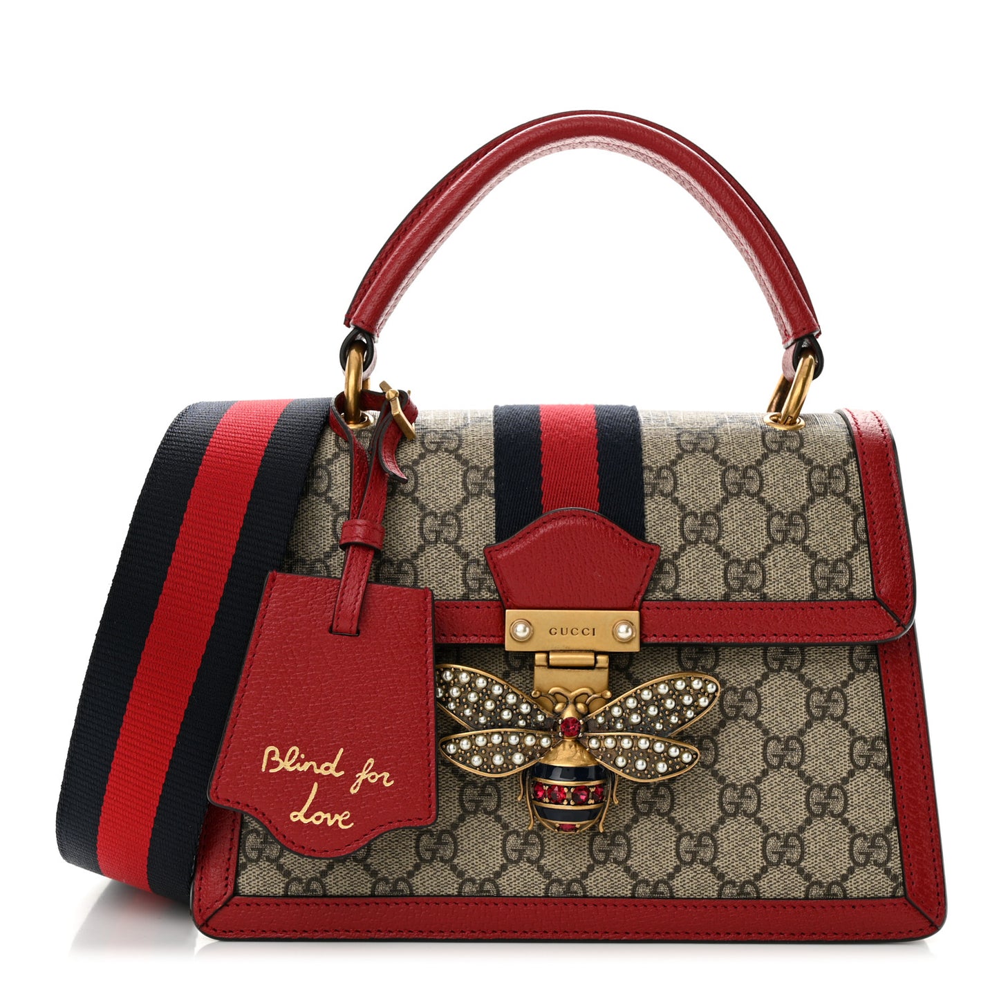 GG Supreme Monogram Small Queen Margaret Top Handle Bag Red