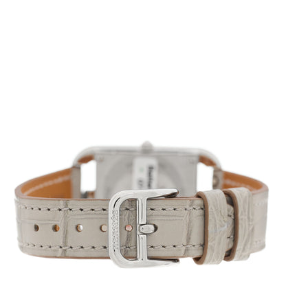 Hermes Stainless Steel Alligator Diamond Bezel 23mm Cape Cod Chaine d'Ancre Joaillier Quartz Watch Gris Perle 3 of 5