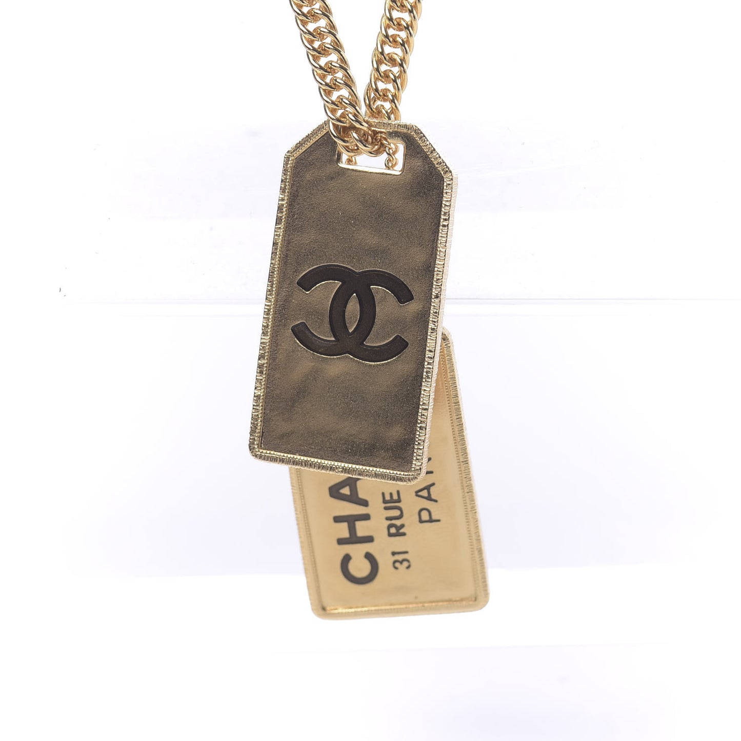 ID Dog Tag Charm Necklace Gold