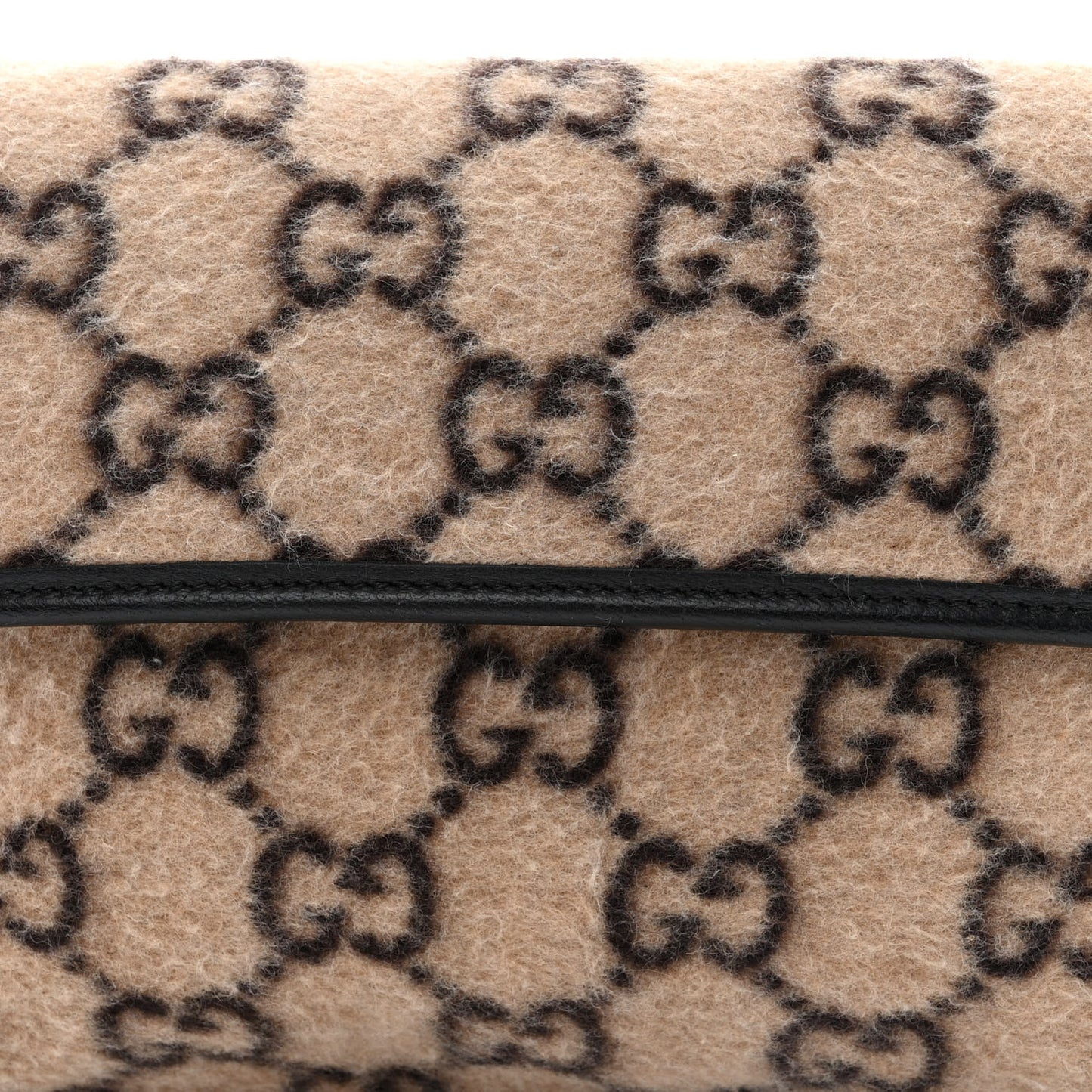 Covered Wool GG Monogram Slim Belt Bag Beige