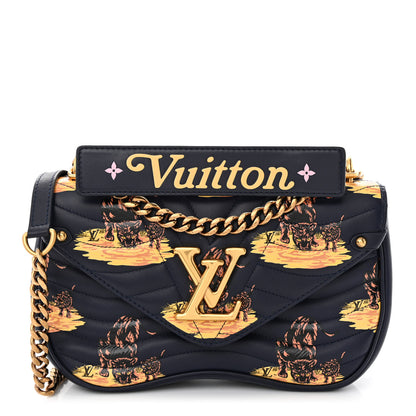 Louis Vuitton Calfskin Leopard Print New Wave Chain MM Navy 1 of 11