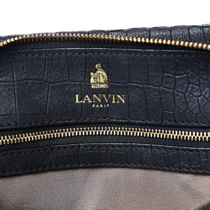 Lanvin Crocodile Stamped Calfskin Trilogy Bowling Bag Black 6 of 14