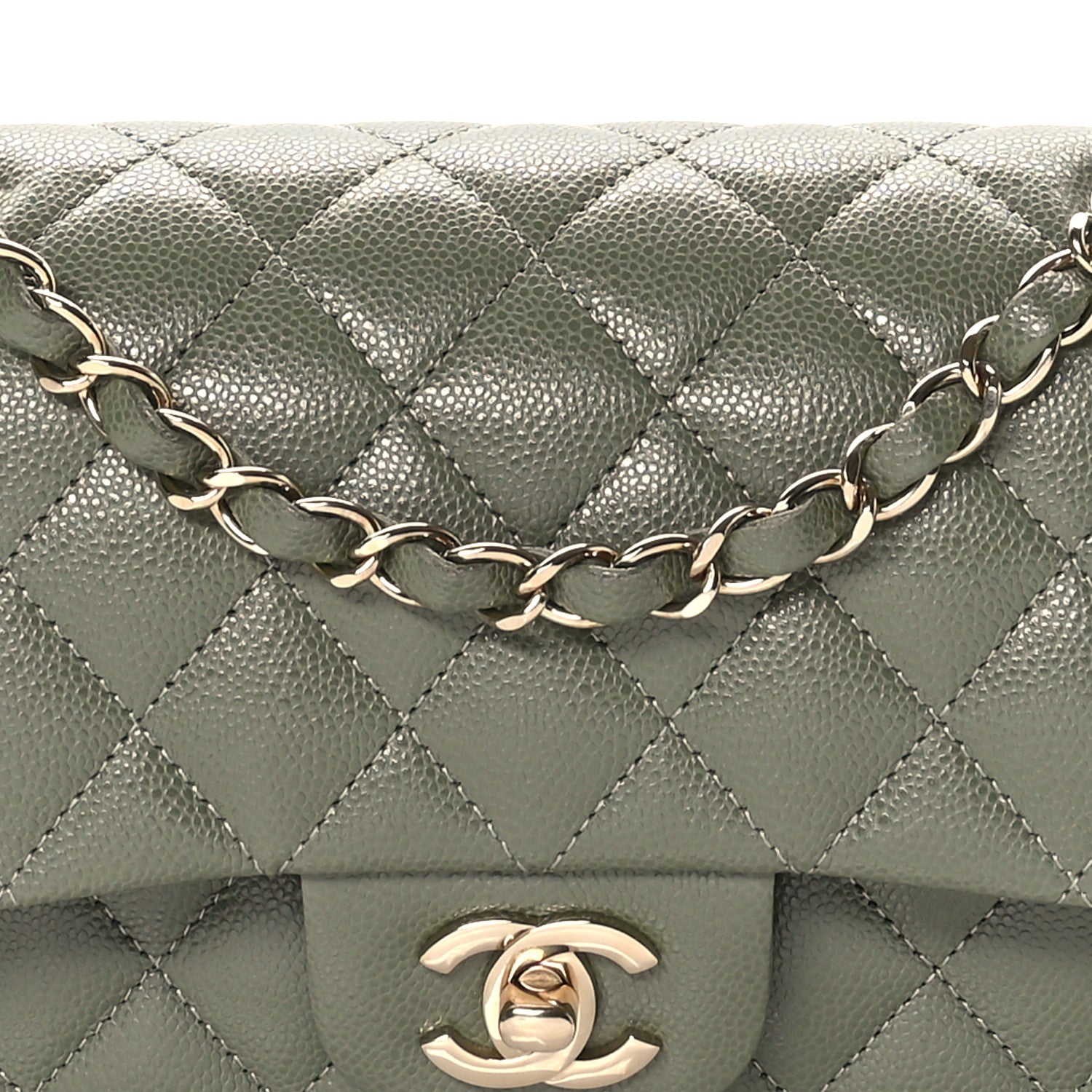 Chanel Caviar Quilted Small Double Flap Green 8 of 10