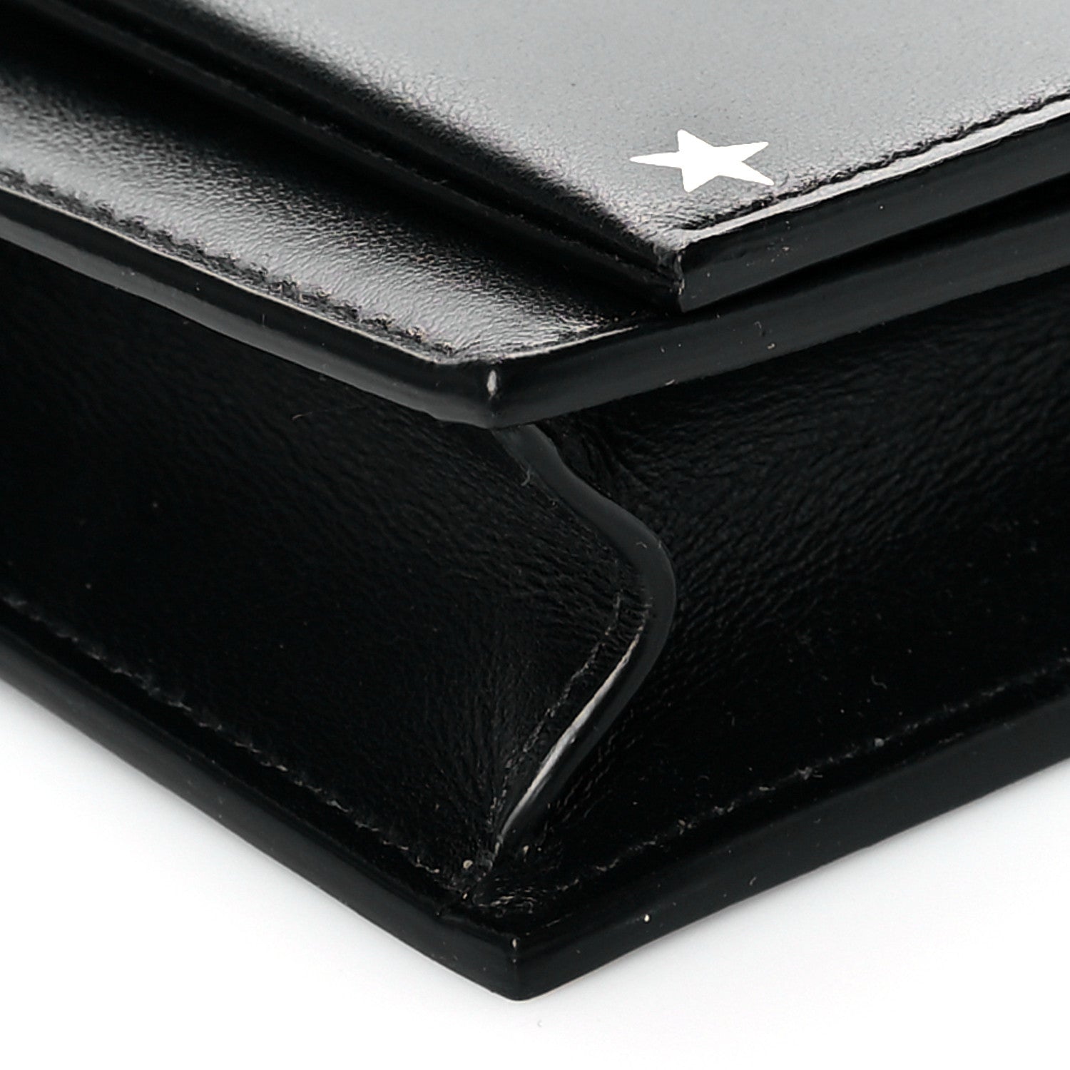 Saint Laurent Calfskin Star Print Monogram Kate Tassel Chain Wallet Black Silver 10 of 11
