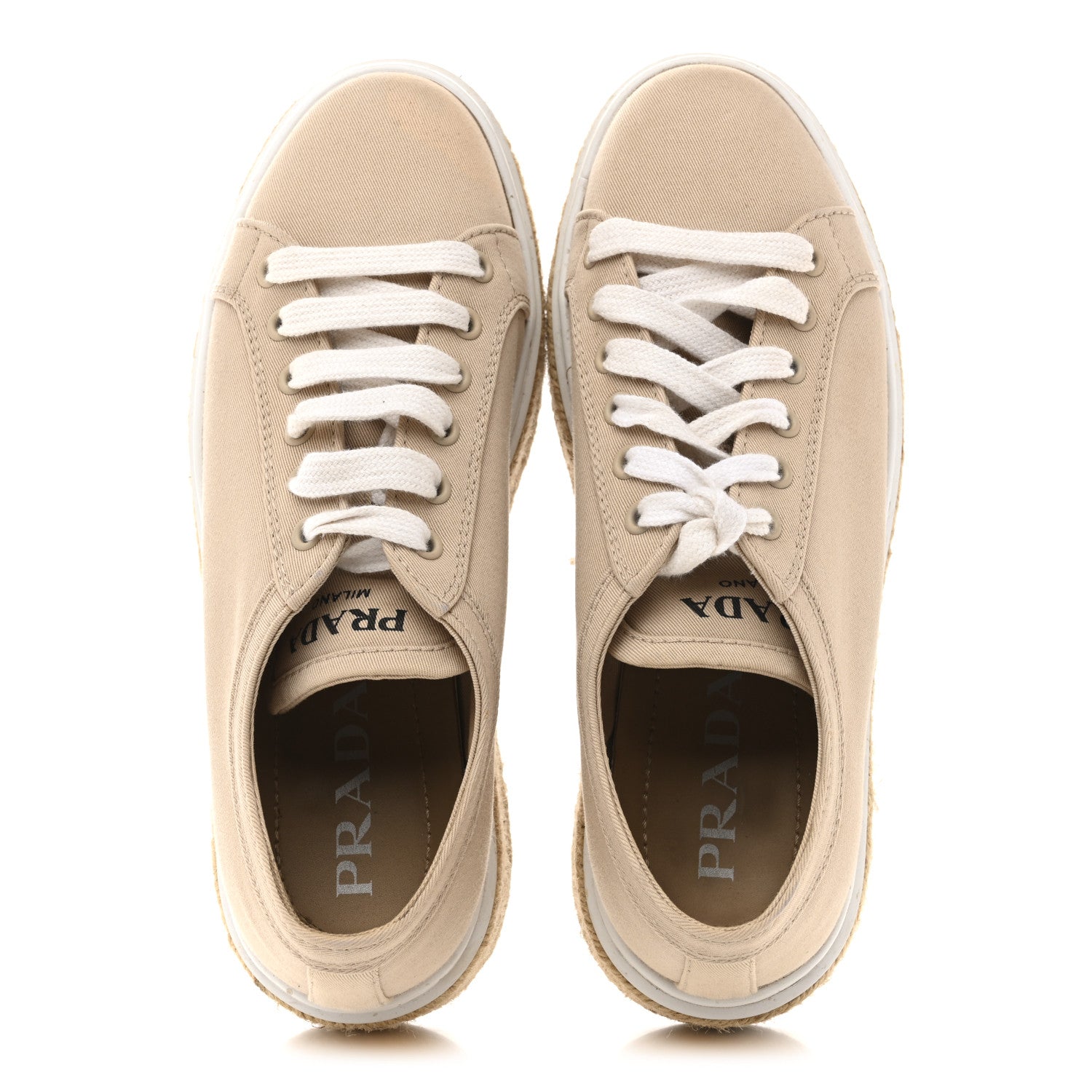 Prada Canvas Gabardine Espadrille 45mm Platform Sneakers 37.5 Corda 2 of 12