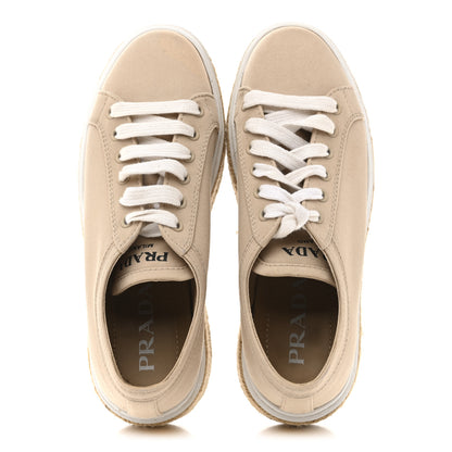 Prada Canvas Gabardine Espadrille 45mm Platform Sneakers 37.5 Corda 2 of 12