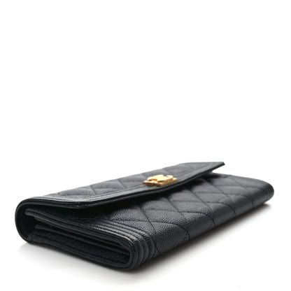 Chanel Caviar Quilted Large Boy Gusset Flap Wallet Black 4 of 8