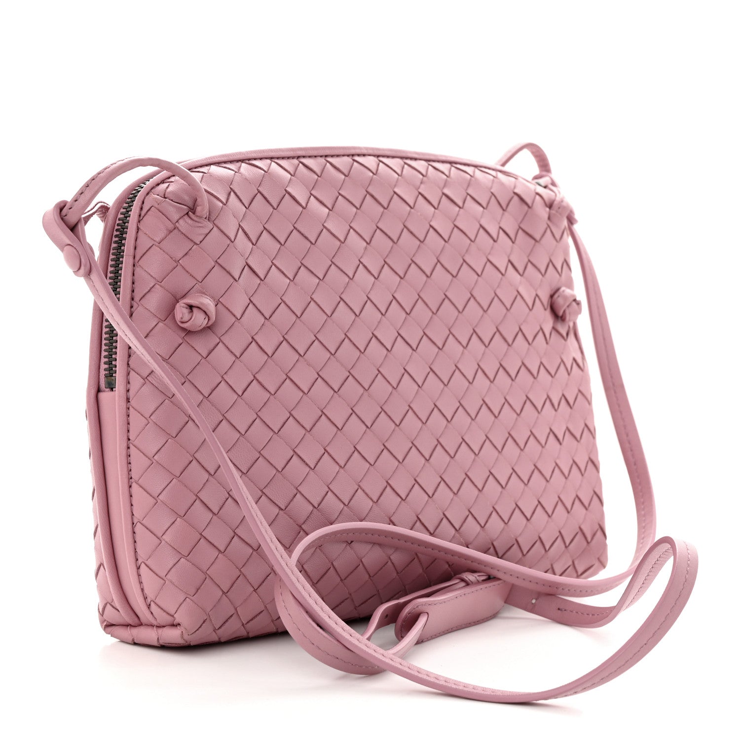 Bottega Veneta Nappa Intrecciato Nodini Crossbody Messenger Rose Pink 4 of 12