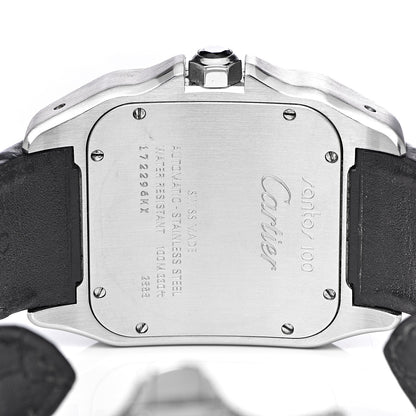 Cartier Stainless Steel Alligator 38mm Santos 100 Automatic Watch 5 of 9