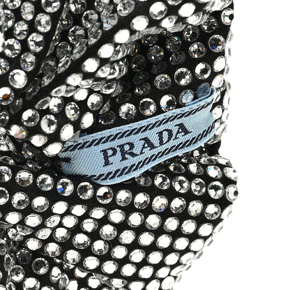 Prada Crystal Satin Metal Logo Scrunchie Black 3 of 4