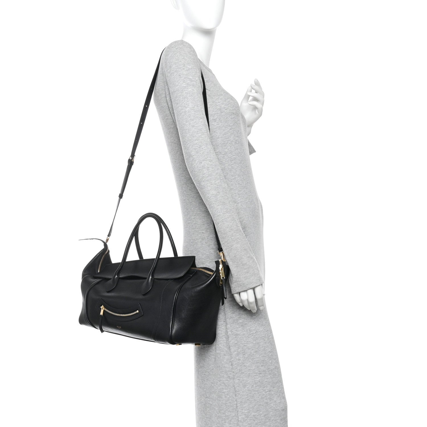Celine Supple Shiny Lambskin Medium Smiling New Luggage Black 2 of 10