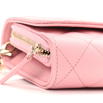 Chanel Caviar Quilted Phone Holder Wallet on Removable Chain Pink 11 of 13