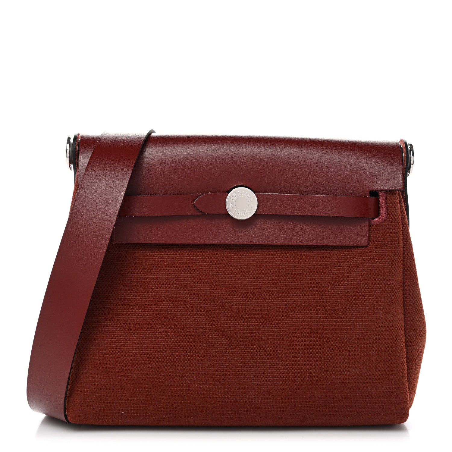 Hermes Military Toile Vache Hunter Herbag Zip Retourne 20 Rouge H 1 of 11