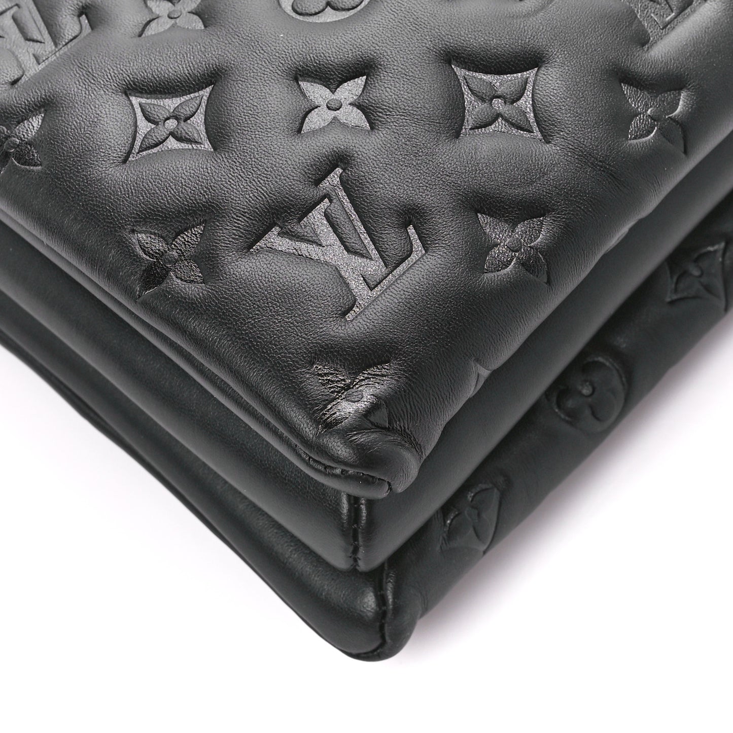 Lambskin Embossed Monogram Coussin MM Black