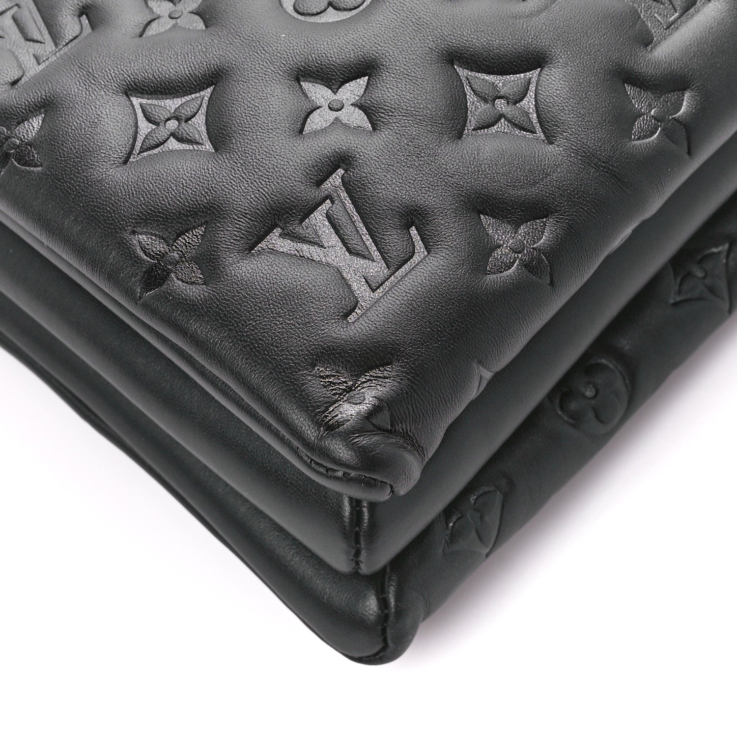Louis Vuitton Lambskin Embossed Monogram Coussin MM Black 10 of 11