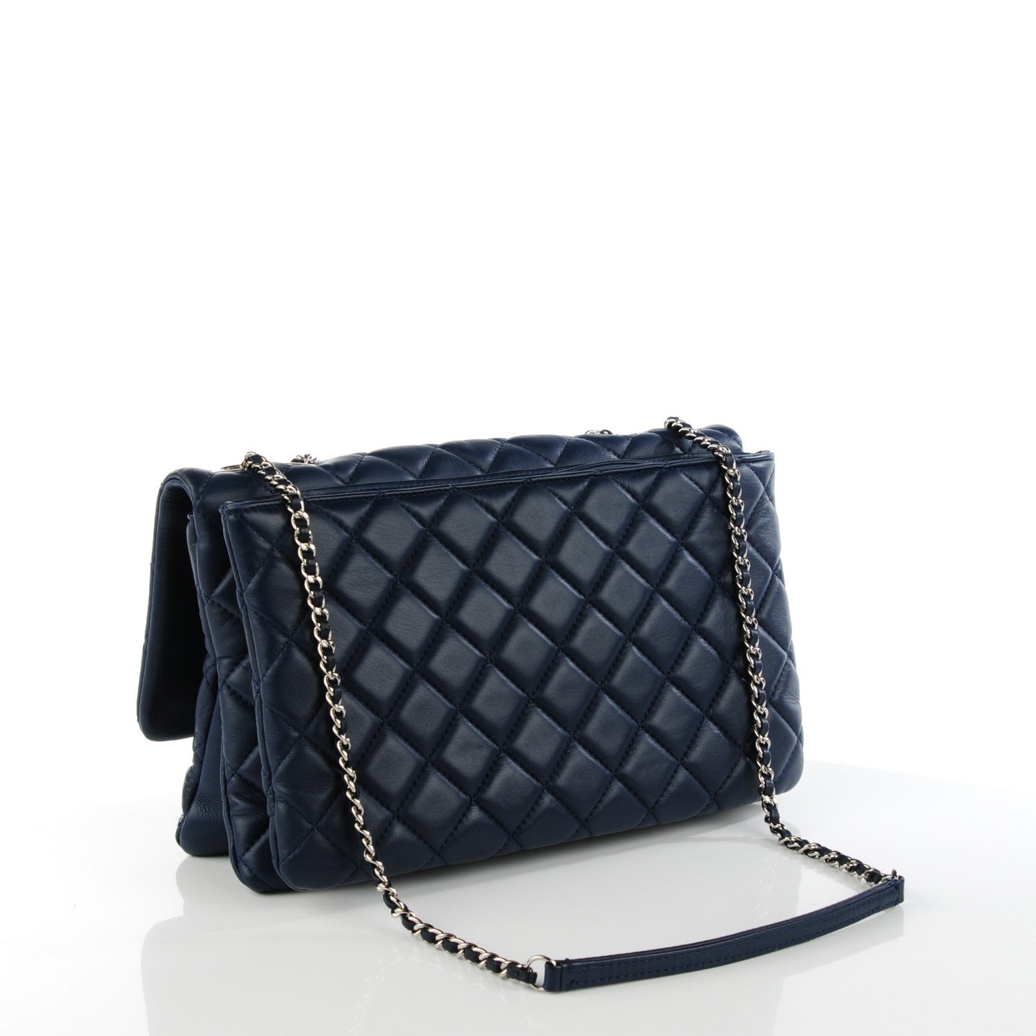 Chanel Lambskin Quilted Jumbo Chanel 3 Flap Navy 2 of 8