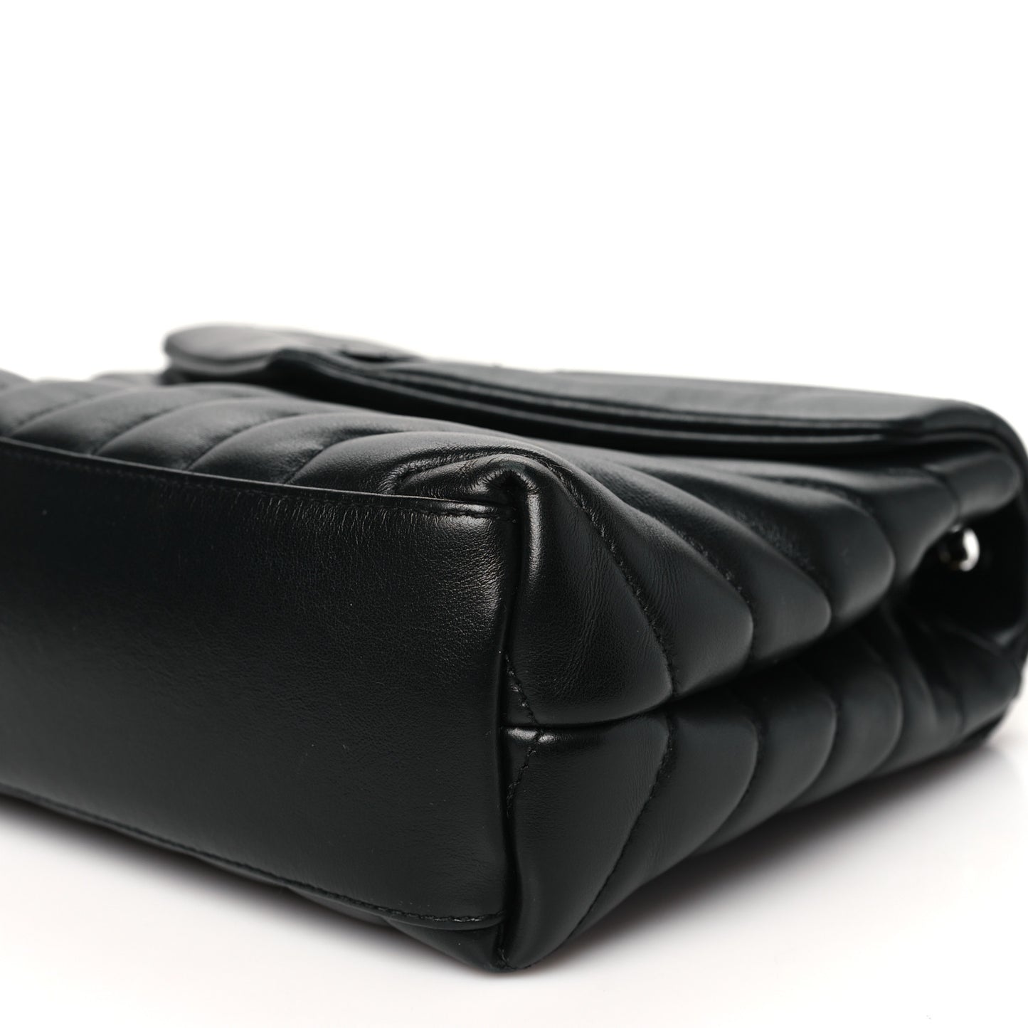 Calfskin Y Quilted Monogram Monochrome Small Loulou Chain Satchel Black