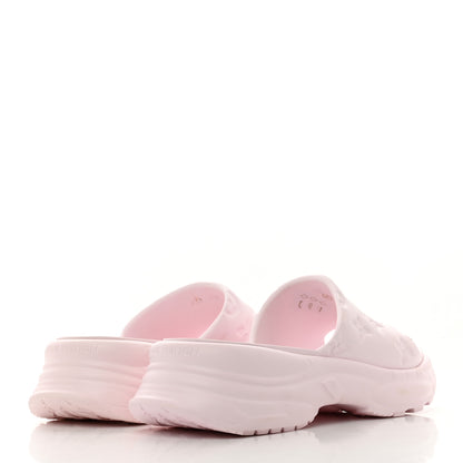 Louis Vuitton Rubber Monogram Embossed Pool 55 Flat Comfort Mule 39 Rose Clair 4 of 8