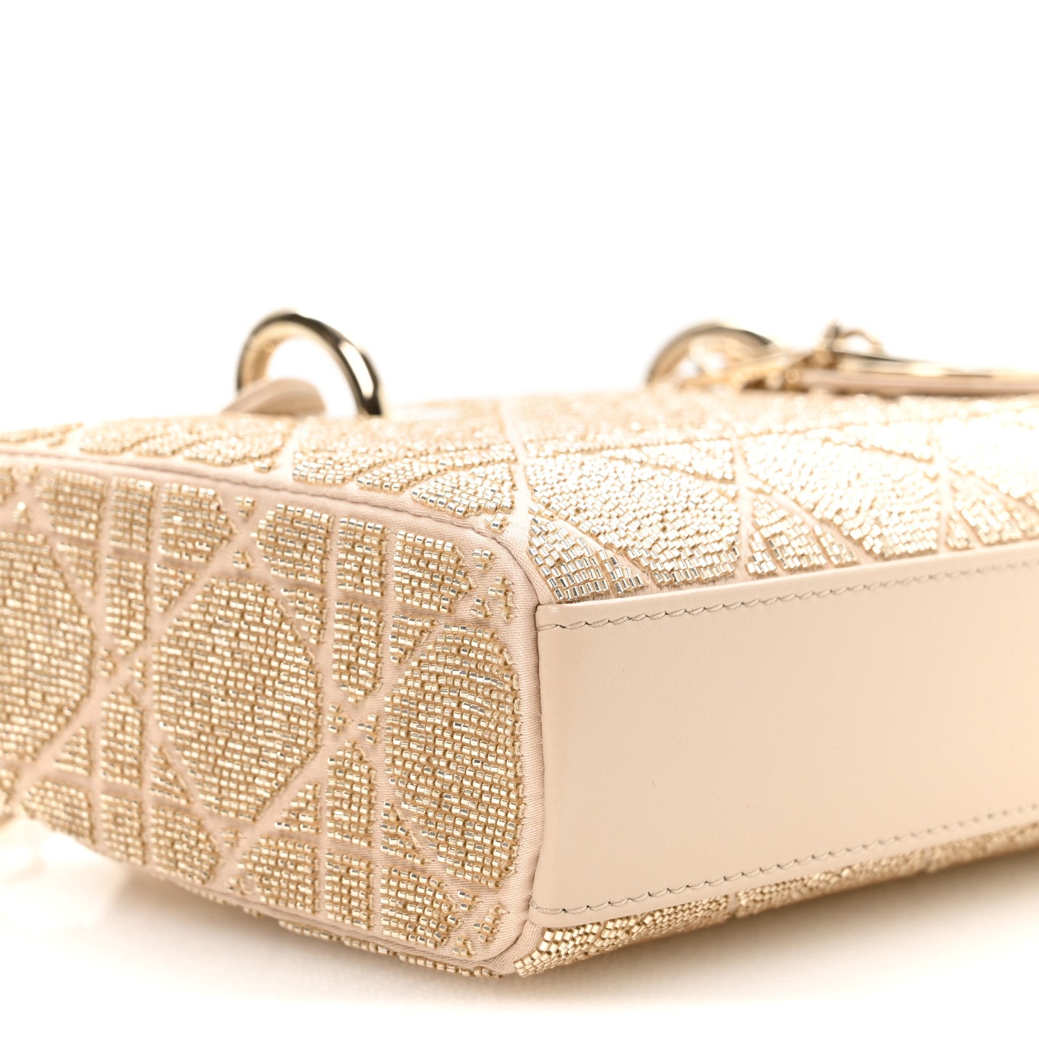 Christian Dior Lambskin Cannage Beaded Embroidered Micro Lady D-Joy Beige 8 of 9