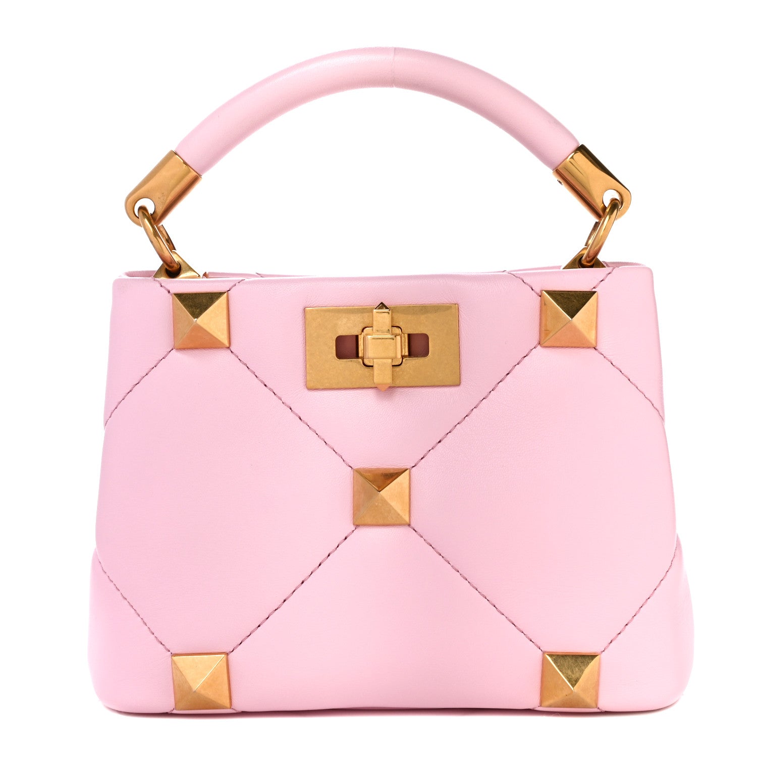 Valentino Garavani Nappa Mini Roman Stud The Handle Bag Pink Borealis 1 of 8