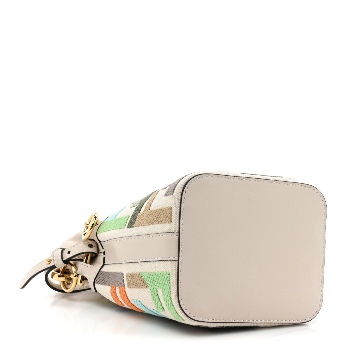 Canvas Vitello Grace F is Fendi FF Multicolor Embroidered Mini Mon Tresor Bucket Bag Grezzo Multicolor Latte